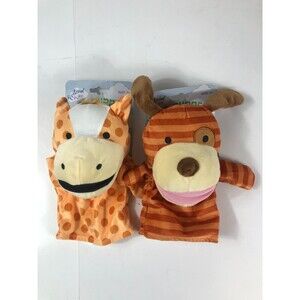 Set of 2 Pretend Play Hand Puppets Horse & Dog Soft Plush New with Tags Kids 3+